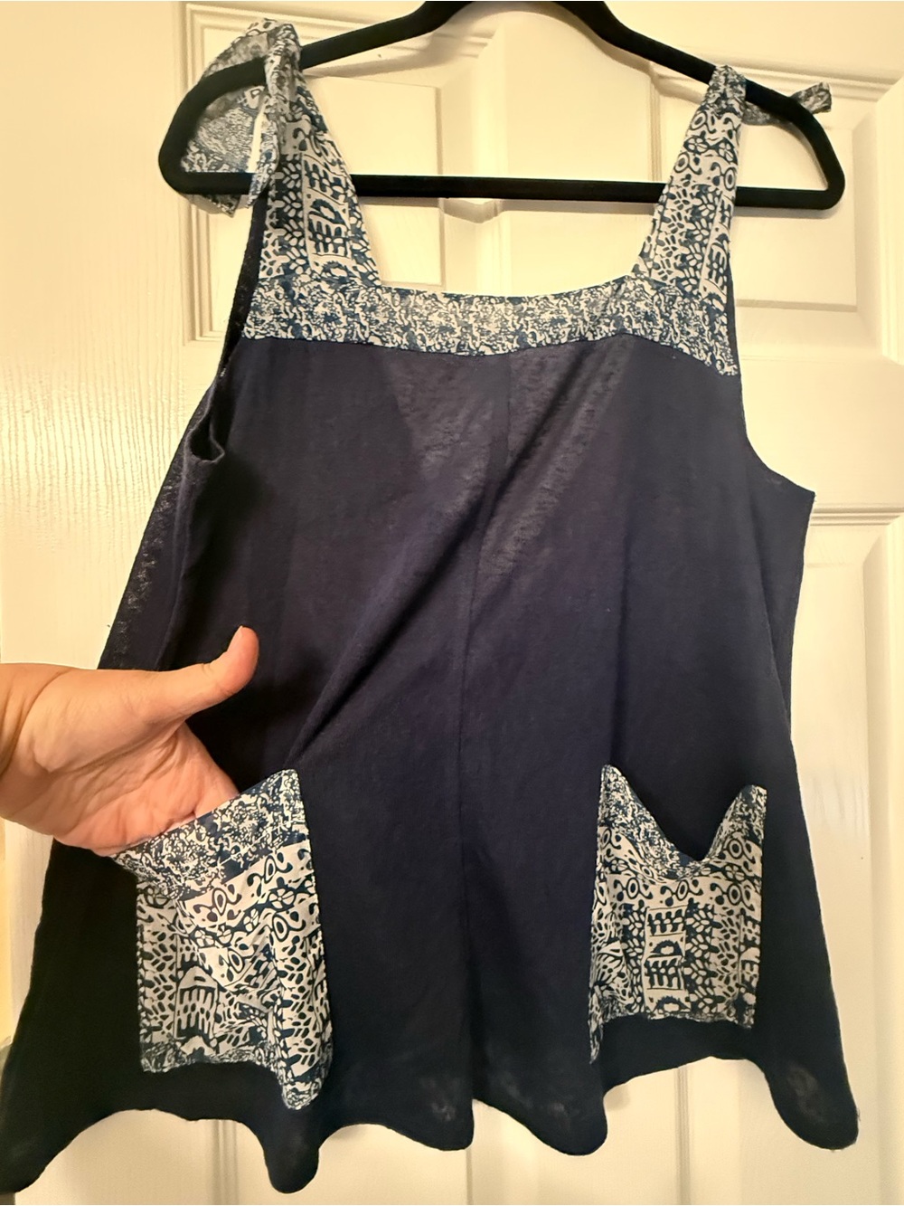 Urban Outfitters Ecote Navy Tank with White-Blue Printed Trim